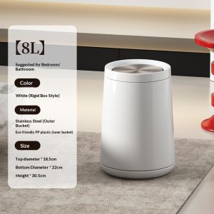 8L/10L Gold bathroom trash can,Brushed Stainless Steel Garbage Can with Flipping Lid for BathroomLiving roombedroomhotel