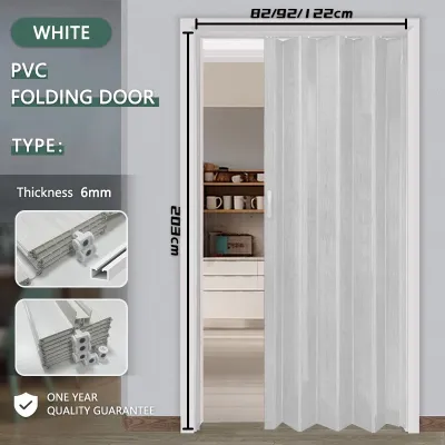 PVC Folding Door Accordion Sliding Door Room Partition Divider Waterproof Space-Saving For Bathroom Kitchen Indoor Home Pintu Lipit