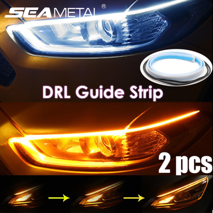 2pcs Ultrafine Cars Drl Led Daytime Running Light Flexible Soft Tube Guide Car Led Strip Auto 4968