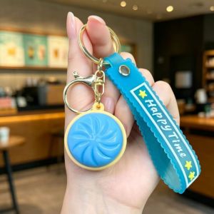 SWEET LED Flashing Steamed Bun Key Chain 3D Glowing Flashing Baozi Key Ring Bag Pendant Cute Style Squeeze Toy Schoolbag Charm