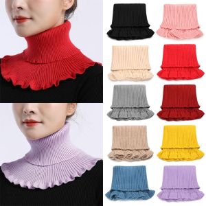 DISHONORSTORE76RE2 Warm Knitted Fake Collar Windproof Detachable Turtleneck Fashion With Wooden Ears Neck Warmer Men Women