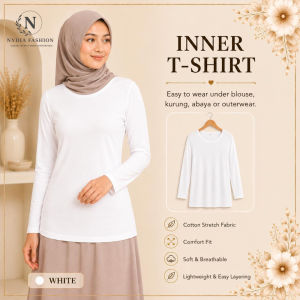 【NYDIA FASHION】INNER SHIRT & DRESS Inner Lengan Panjang Inner Skin Colour Fashion Clothing Sets Cotton Rayon