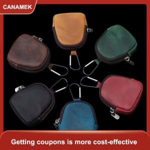 【CANAMEK】 PU da đồng xu Ví Retro dây kéo nhỏ Pouch cho tiền xu tai nghe phụ kiện túi Mặt dây chuyền