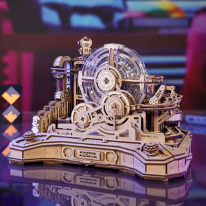 Rokr เกียร์โมเดลพินบอลสำหรับเด็กผู้ชายชุดโมเดลปริศนาไม้3มิติสำหรับสร้างไอเดียของขวัญเกมโต๊ะเอนกประสงค์