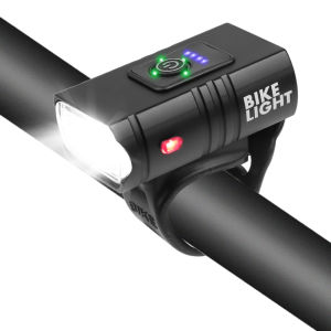 Vodool LED Bike Handlebar Flashlight Aluminum Alloy with Tail Light Powerful Bike Front Light USB Charging IP44 Waterproof Riding Safety Accessories