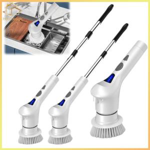 Electric Spin Scrubber with 8 Replaceable Brush Household Cleaning Brush with Adjustable Extension Handle Portable Power Shower Brush for Tile Floor