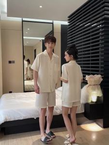 Summer Couple Pajamas New Chinese High-Grade Home Wear Thin Short-Sleeved Shorts Jacquard Exquisite Womens Pajamas ㏇L0514
