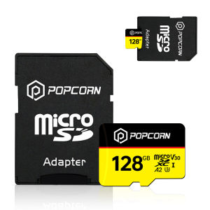 Popcorn 128GB microSDXC UHS-I Memory Card with Adapter - Up to 100MB/s C10 U3 V30 4K 5K A2 Micro SD Card - SDSQXAA-128G-GN6MA