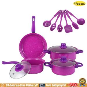 [VOS] 13-Piece Non-Stick Cookware Set with Stay Cool Handles Non-Stick Pots and Pans Set with Glass Lids for Home Kitchen Induction Cookers