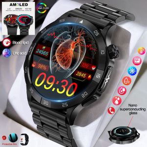 good blood sugar health monitor watch with blood lipid and uric acid tracking, smart ECG+PPG HD Bluetooth call AI voice smartwatch with SOS function