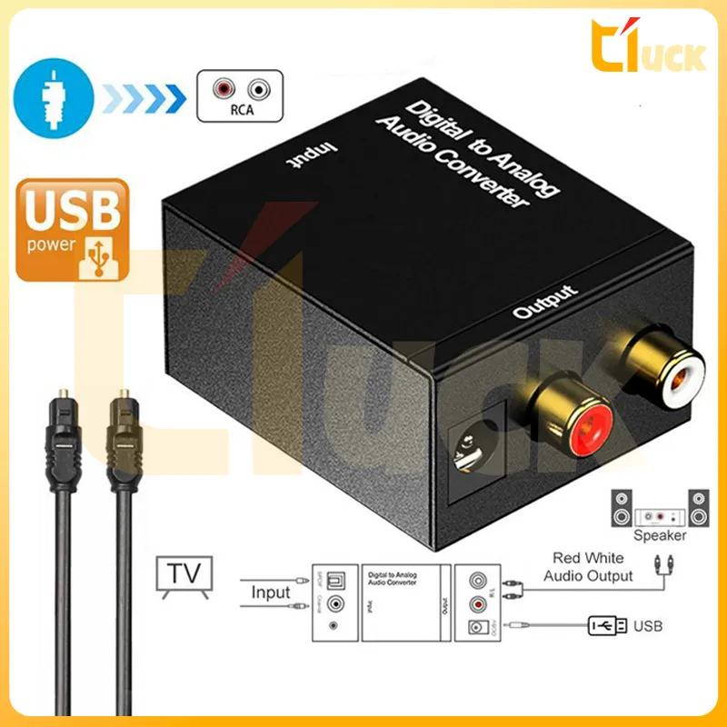 Digital to Analog Stereo Audio Converter Optical or Coaxial to RCA Line  SPDIF