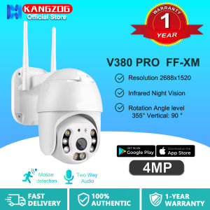 KANGZOG V380 PRO Cctv Camera for house 4MP Full HD Outdoor Pan Wi-Fi 360 Motion Detection IP66 Weatherproof Night Vision
