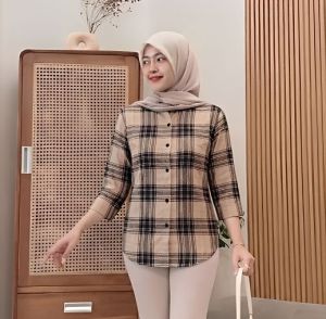 Salur Top Blouse / Kemeja Wanita Salur Rayon Oversize Ld 120 Model Terbaru 2024