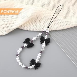 【PCWFKef】 Đơn giản dễ thương Kawaii Bowknot đính cườm chuỗi điện thoại thời trang tinh tế Keychain cho phụ nữ cô gái ngọt ngào túi trang trí phụ kiện Quà Tặng