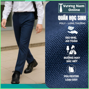 Quần tây học sinh nam cấp 1 2 chất polyster màu xanh đen lưng nẹp VNO110