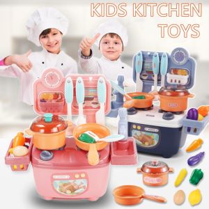 Kids Simulation Kitchen Playset Pretend Play Cooking Toys Cooker Fruit Vegetable Food Toy Birthday Gift