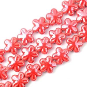 GGFG 10pcs Handmade Craft Five-petaled Flower Bead Fresh Color Ceramic Jewelry Making Material Pendant Necklace Earrings Ceramic Spacer Loose Beads Student