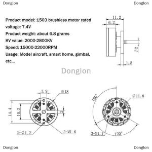 [COD] Donglon มอเตอร์เครื่องบินไร้แปรงถ่านสำหรับรีโมทควบคุม4แกนมอเตอร์เครื่องบิน RC มอเตอร์ไฟฟ้าสำหรับเครื่องบินบังคับวิทยุ1503