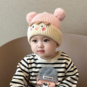Baby Bobble Hat Cap Kids Pom Pom Beanies Caps Infant Bonnet Accessories for Baby Girls Boys 0-2Years