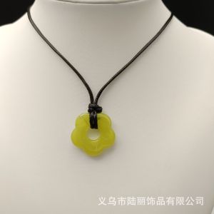 欧美跨境饰品蜡线可调节简约花卉项链 甜酷风小众设计感花朵项饰