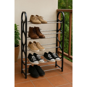 Rak Sepatu Minimalis/ Rak Sepatu 5 Susun Plastik Portable/ Rak Sandal Susun Besi Kokoh