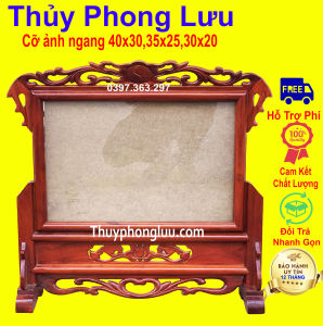 Khung ảnh bàn thờ đôi nằm ngang gỗ hương cỡ 25x35
