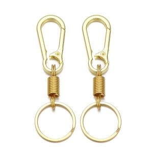 พวงกุญแจสปริงพับเก็บได้สุดสร้างสรรค์3ชิ้นทำจากสเตนเลสสตีลแข็งห่วงหัวเข็มขัดคาราบิเนอร์คลิปเข็มขัดพวงกุญแจป้องกันการสูญหายตะขอแขวน