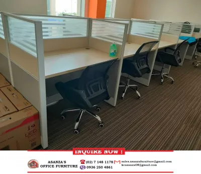 CUBICLE DESK-WORKSTATION-PARTITION (FABRIC WITH GLASS)