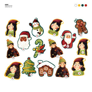 Kurori Merry Christmas Stiker Pack Berkilau Bahan Tebal Tahan Air Panas Gores Laminasi Glitter