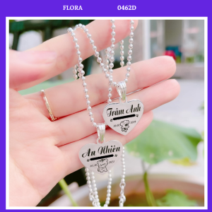 [1-2 NGÀY] FLORA 0462D - [Có bán lẻ] Dây chuyền bạc ta hình trái tim khắc theo yêu cầu dành cho bé gái