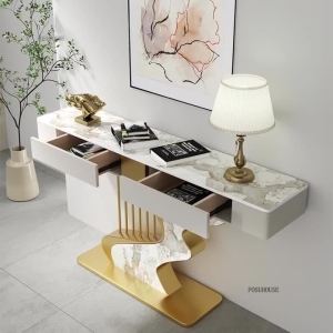 Semi-circular Slate Console Tables for Living Room Modern Creative Fashion Wall Hall Porch Decorative Cabinet Entrance Furniture