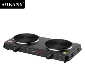 เตาแม่เหล็กไฟฟ้า 2หัว sokany electric stove เตาพกพา อุปกรณ์ห้องครัว กำลังไฟ 2000W สีดำ