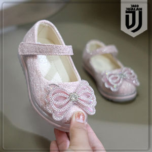 Sepatu Slip On Pesta Lampu LED Anak Usia 1-9 Tahun / Sepatu MENYALA Balet Pesta Anak Perempuan Fashion / Sepatu Anak Cewek Lucu Motif Pita Mutiara / Sepatu Anak Casual Wanita Modis Sol Menyala / Sepatu Anak Flatshoes Fashion Variasi Pita Cantik Trendy