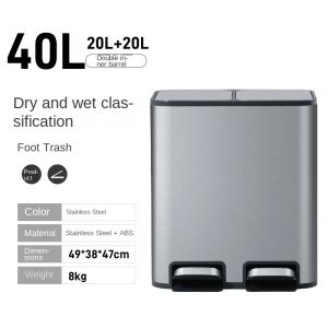 Kitchen trash bin with lid Large trash can Stainless steel Garbage Can Kitchen recycling trash tin