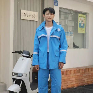 Waterproof Rain Coats Oxford Thick Jacket Raincoat Motorcycle Bicycle Windproof Reflective Strip Elastic Belt Raincoat Suit Portable Reusable Outdoor Rainwear Suit Baju Hujan 雨衣