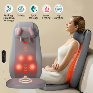 LJJinkairui Shiatsu Massage Cushion with Heat Massage Chair Pad Neck Shoulder Waist Back Kneading Remote Control Trapezius Muscle Deep Kneading Shiatsu Vibrate for Home Office Seat Use