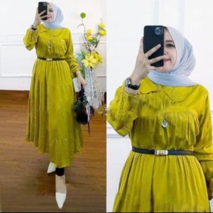 K-FASHION Gamis Wanita Muslim Set Hijab Terbaru Premium Motif Bunga Lengan Panjang Busui Frendly Model Baru Kekinian Puspa