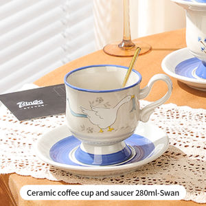 BINCOO Kitchen 280mL Medieval Style Ceramic Cappuccino Cups Coffee Cup Set