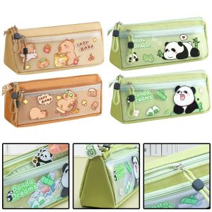 OPEAREY Capybara/Gấu trúc Hộp Bút Chì Chống bụi bẩn Sức chứa lớn Túi bút chì Di động Túi đựng văn phòng phẩm Đồ dùng học tập