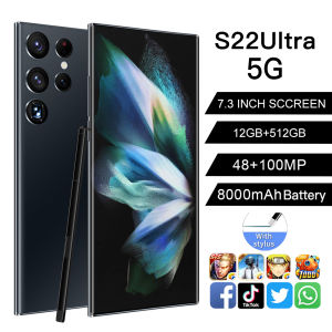 【original ready】Original phone S22 Ultra 5G S22Ultra 5G 7.3 Inch hp 12G RAM 512GB ROM 48MP 100MP 8000mah cheap cellphone washing warehouse Android 12.0 AI powered Face Recognition Unlocked Mobile Phones Qualcomm 888+