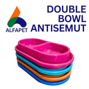 Tempat makan kucing anjing Double bowl antisemut