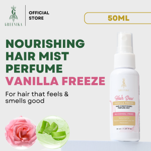 [ VANILLA FREEZE HAIR MIST PERFUME SPRAY  ] Greenika Hair Dew Conditioning Perfume Mist Conditioning for Softer Hair Perfume Long Lasting for Hair Treatment Hair Spray Perfume Long Lasting Hair Perfume Spray for Women Hair Mist Spray Hair Fragrance Mist
