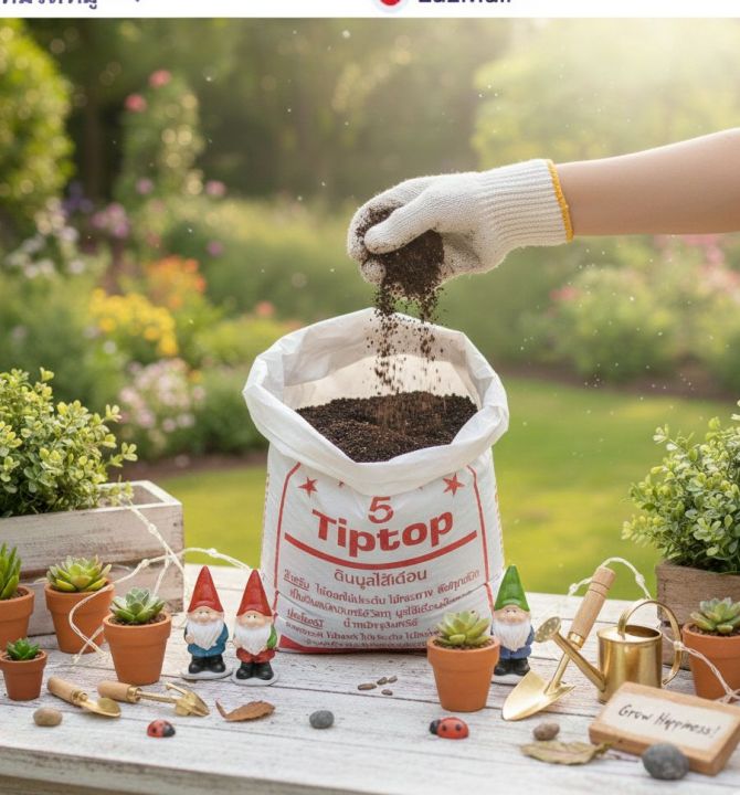 BY SALISA ดินมูลไส้เดือน 5 TIPTOP 5 กก. ไม่ต้องใส่ปุ๋ยเพิ่ม