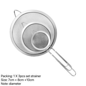 3pcs set stainless steel strainer with container flour stainless for frying oil strainer for drain cooking COD