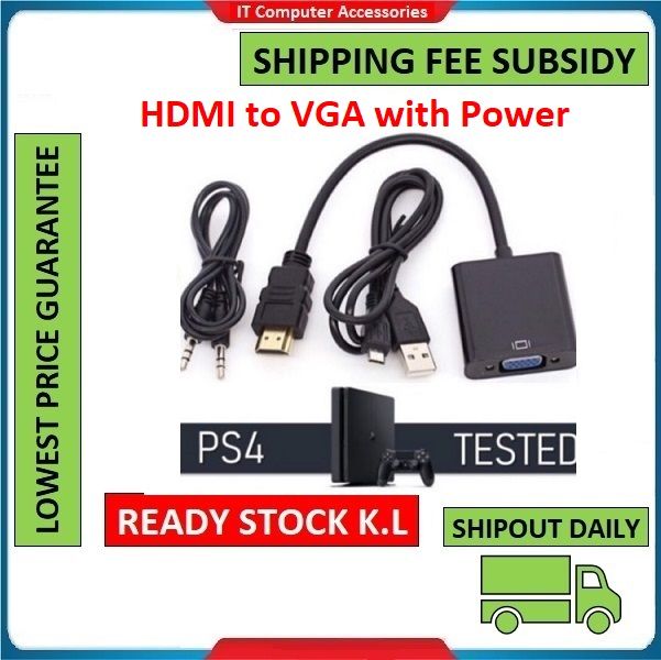 1080P HDMI to VGA Video Converter Adapter Cable with Audio Support ...