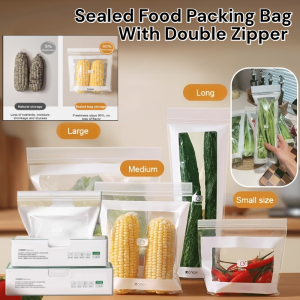 Long Thick Double Rib Fresh-Keeping Sealed Bag Reusable Food Storage Bag Sealed Food Packing Bag With Double Zipper