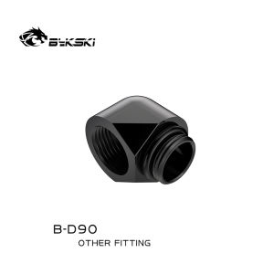 Bykski Black White Silver Gold G1/4 Thread 90 Degree Fitting Adapter Water Cooling Adaptors Thread Length 10MM B-D90