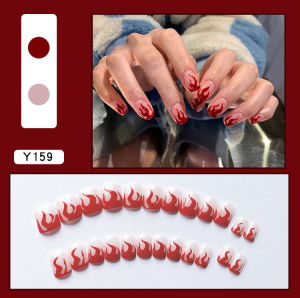 24 pcs Kuku Palsu dan Lem Tahan Air Fake Nail Art 3d Kuku Palsu Pendek / Pengantin Free Lem 2 gr