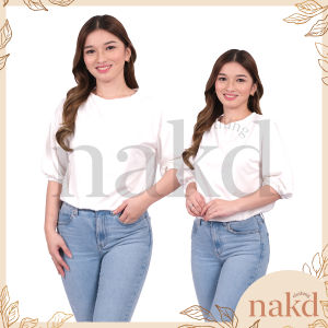 NAKD FASHION AMARA PLAIN BASIC DAILY CASUAL 3/4 GARTER LOOSE COMFY BLOUSE TOP FOR WOMEN 1009