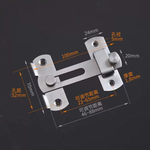สลักกลอนบานเลื่อน แบบสเตนเลส งอ 180/90 องศา บาง มีรูหูล็อก สำหรับประตูและหน้าต่าง